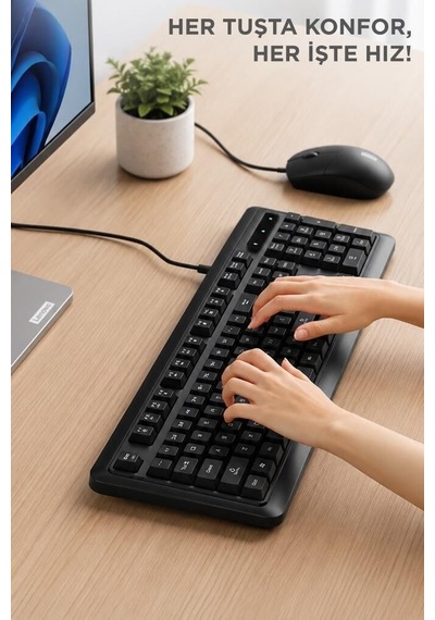 Premium Kablolu Q Klavye Mouse Seti Km290 Siyah Bağlantı Ofis Günlük Diğer