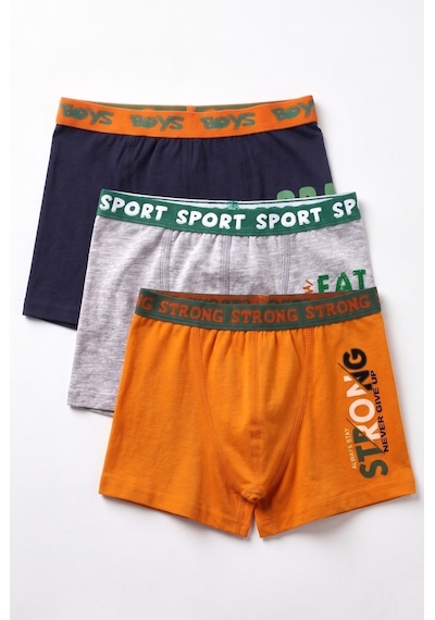 Öts Erkek Çocuk 3 Lü Pamuklu Boxer Baskılı Premium Günlük Kullanım 7720-3 Renkli