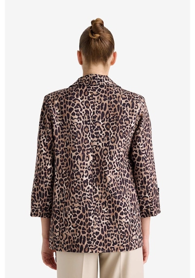 Defacto Loose Fit Ceket Yaka Leopar Desenli Blazer Ceket E1483ax25aubn225 Kahve