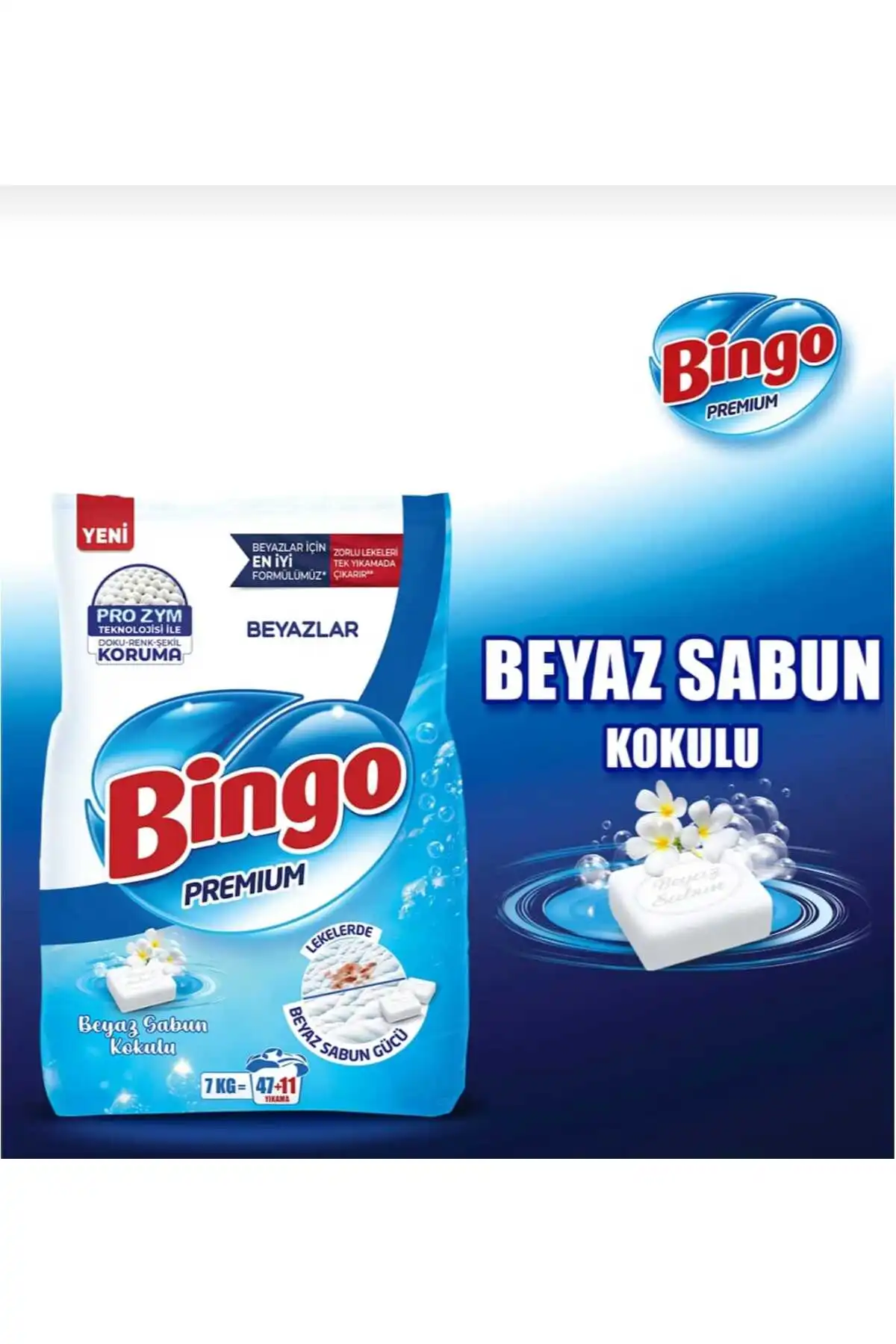 Bingo Premium Beyazlar İçin Toz Deterjan 2 Li Paket 7 Kg X 2 Geleneksel Beyaz Sabun Kokusu