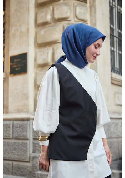 Silk Home Monogram Pamuk İpek Eşarp 130001-08 lacivert