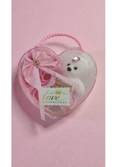 Sevgililer Gününe Özel Kalpli Kutuda I Love You Yazan Güllü Ayıcık Boyut:13cm