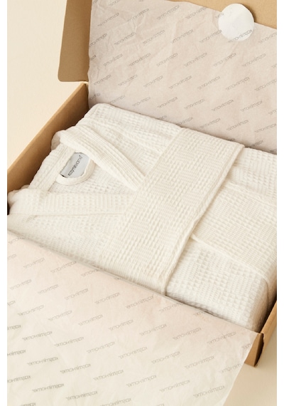 Kaşmir Home İris Waffle Bornoz Offwhite S-m Beyaz