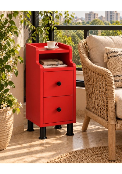 Çok Amaçlı Modern Yan Sehpa Organizer Yatak Odası Komodin 25cm Ahşap Görünümlü Ev Tamamlayıcı Kırmızı Çok Amaçlı Modern Yan Sehpa Organizer Yatak Odası Komodin 25cm Ahşap Görünümlü Ev Tamamlayıcı Kırmızı