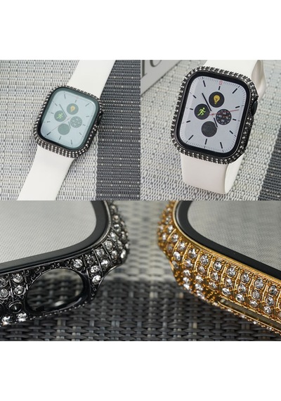 Watch 7 45mm Mbfx Watch Gard 24 Kenarları Taşlı Sert Pc Kasa Ve Ekran Koruyucu - Gümüş