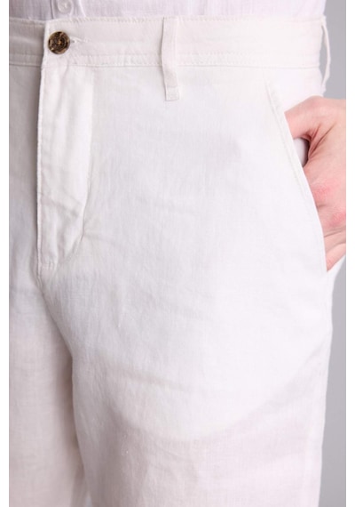 Defacto %100 Keten Regular Fit Yazlık Bermuda Şort D9931ax25smwt33 Beyaz