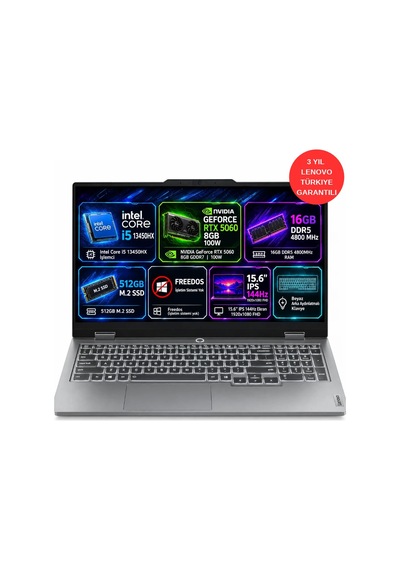 Lenovo LOQ 15IRX10 83JE00JMTR i5-13450HX 16 GB 512 GB SSD RTX5060 15.6" FHD Free Dos Dizüstü Bilgisayar