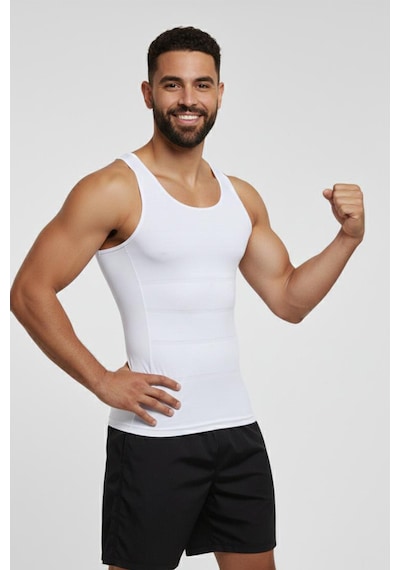 Fit Women Erkek Atlet Korse Bel Göğüs Göbek Korse 6050 Beyaz