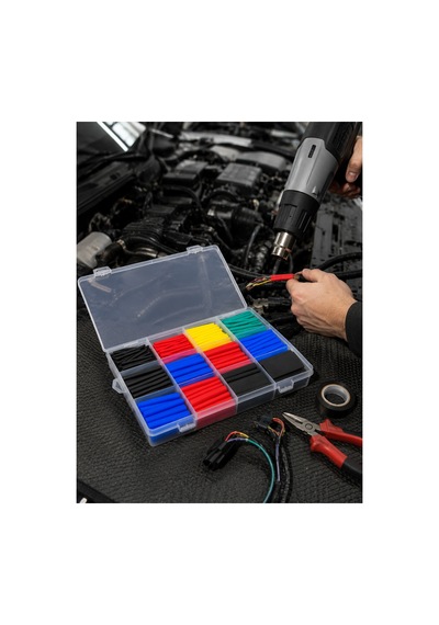 Heat Shrink Tube Organizer Kutulu 560 Parça Kablo İzolasyon Seti 12 Ölçü 5 Renk