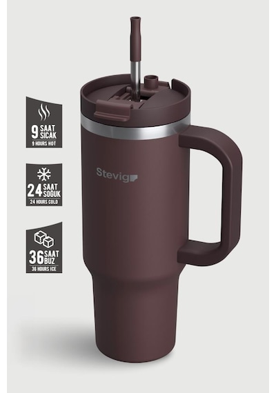 Stevig 2 Moods Tuck-in Tumbler Sızdırmaz Çelik Termos 900 Ml Chocolate Plum St-238 Bordo