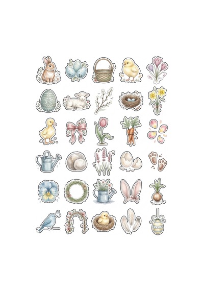 30 Adet Vintage Suluboya İlkbahar Sticker Seti - Ajanda Scrapbook Laptop İçin Çok Renkli