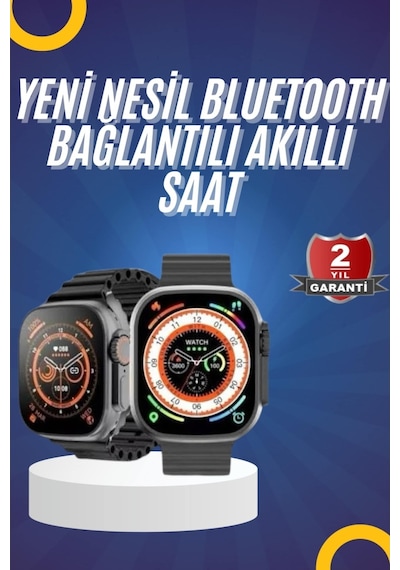 Yeni Model Akıllı Saat Ultra Smart Watch Gümüş Kasa 45mm Titreşim