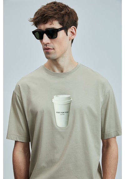 Lufian Omen Modern Grafik T- Shirt Bej Bej 111020252100550 Bej