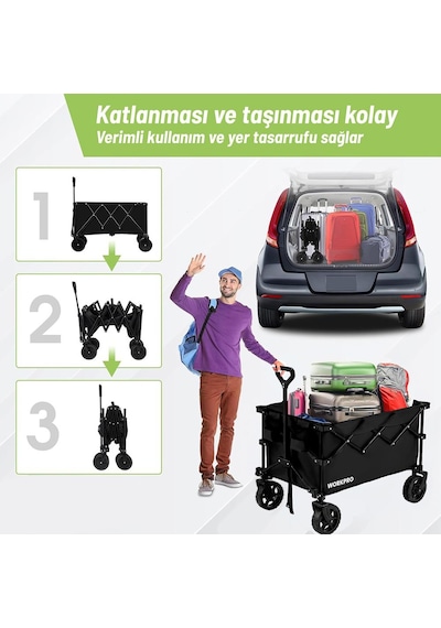 Workpro Wp285015 80kg 4 Tekerli Katlanabilir Ağır Hizmet Taşıma Arabası