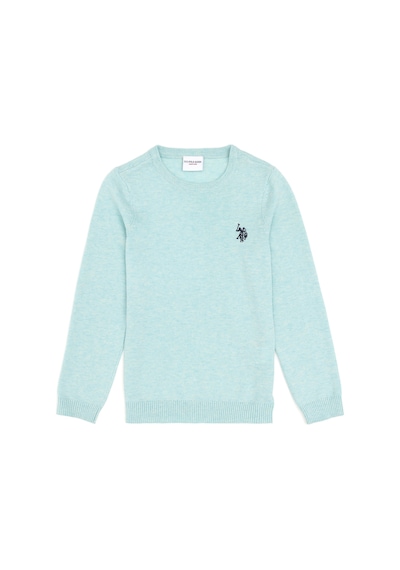 U.S. Polo Assn. Kız Çocuk Su Yeşili Bisiklet Yaka Basic Kazak 50293586-VR253