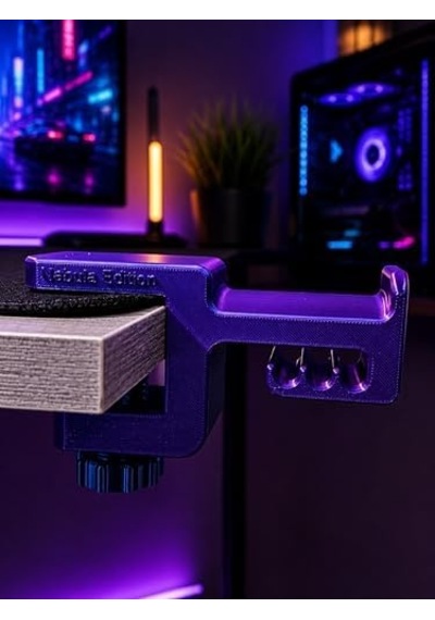 Mor-mavi Premium Kulaklık Standı 3d Premium Tasarım Gamer Masa Kenarı Aksesuarı Nebula Edition