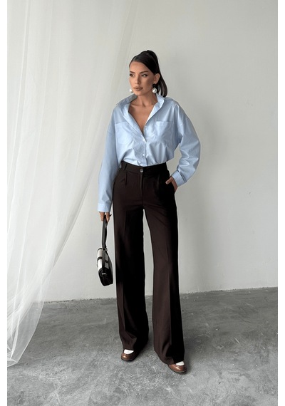 Paw Garage Kadın Sindy Palazzo Model Kumaş Pantolon Kahverengi