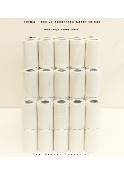Termal Yazarkasa Ve Pos Rulosu 80 Mm X 20 Metre 200 Lü Koli