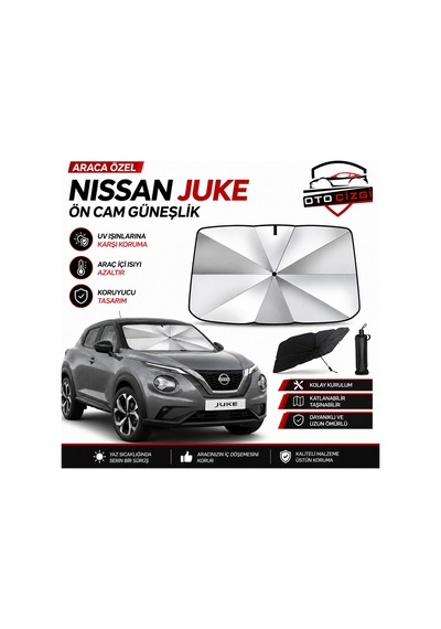 Nissan Juke Şemsiye Tip Ön Cam Güneşliği Katlanabilir Uv Korumalı Araç Cam Güneşlik