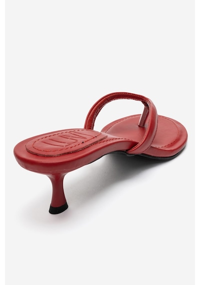 Luvi Shoes Norell Kırmızı Cilt Parmak Arası Kadın Topuklu Terlik