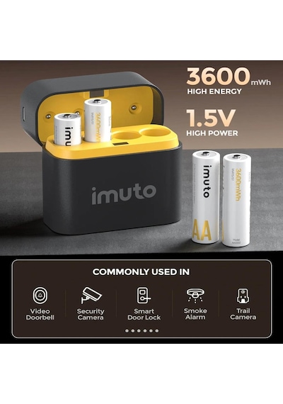 Imuto 3600mwh Aa Şarj Edilebilir Lityum Pil Seti 4 Lü Hızlı Şarj Cihazı