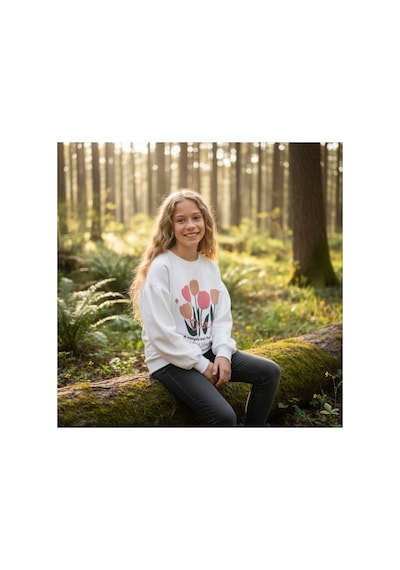 Fesshera Kids Kız Çocuk Sweatshirt Balon Kol Baskılı Oversize Pamuklu Sweatshirt / Geniş Kalıp Uzun Kollu Tişört Beyaz Fesshera Kids Kız Çocuk Sweatshirt Balon Kol Baskılı Oversize Pamuklu Sweatshirt / Geniş Kalıp Uzun Kollu Tişört Beyaz