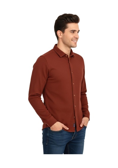 Advante Erkek Kışlık Silim Fit Kaşkorse Dokuma Gömlek Bgl-st04935 Kiremit