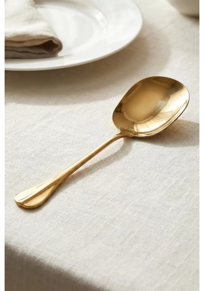 Gold Büyük Boy Paslanmaz Çelik Servis Kaşığı & Profesyonel Sunum Gereci 25 Cm Çok Renkli