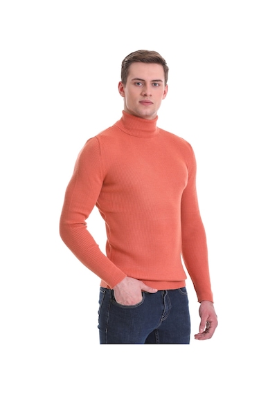 Hatemoğlu Somon Slim Fit Fitilli Balıkçı Yaka Yünlü Triko Kazak 34232023a0 Somon