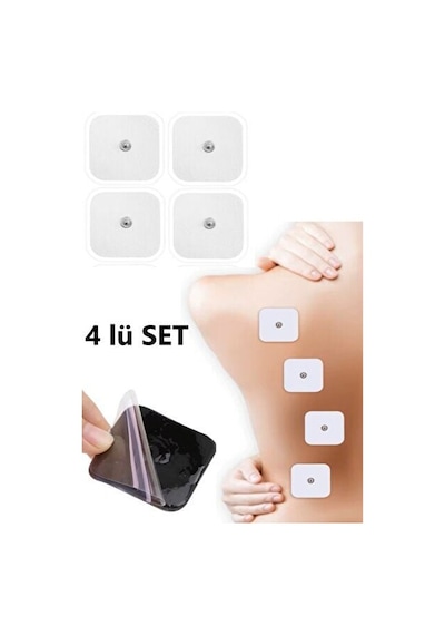4 Adet Kendinden Yapışkanlı Tens Cihazı Çıtçıtlı Yedek Elektrot 5x5 Tens Pedi Elektrod Kare Tens Ped