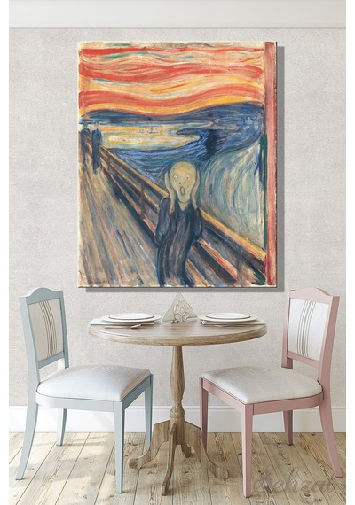 Dikey Kanvas Duvar Tablosu Tekli Salon Yatak Odası Ofis Edvard Munch Çığlık İkonik Varoluşsal Kaygı Çok Renkli