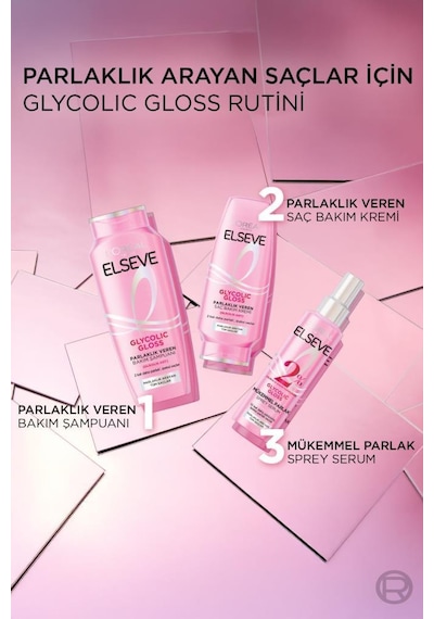 Elseve Glycolic Gloss Parlaklık Veren Saç Bakım Rutini Seti