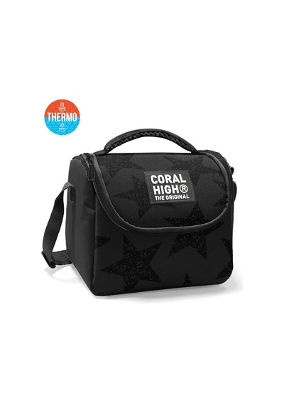 Coral High Kids Siyah Gri Yıldız Desenli Thermo Beslenme Çantası 37137 Siyah