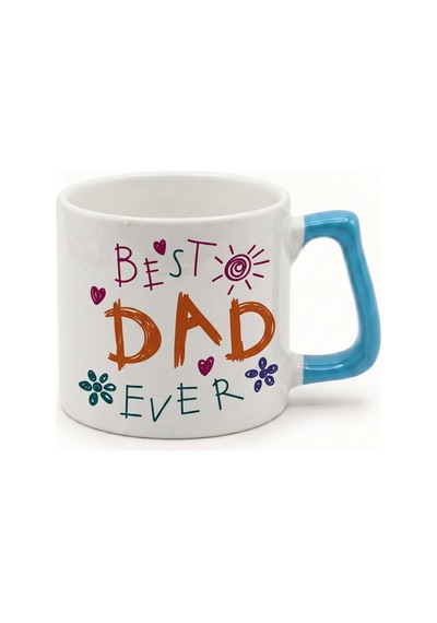 Babaya Özel Best Dad Ever Yazılı Kupa Bardak - Komik Tasarım Baskılı Seramik Hediye Kupa Bardak Çok Renkli