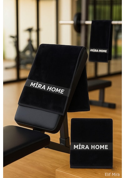 Mira Home 3 Lü Spor Fitness Havlusu 30x100 %100 Pamuklu Siyah - Beyaz