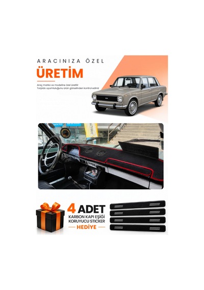 Tofaş Murat 124 1971-1977 Uyumlu Torpido Koruma Örtüsü Oto Kılıfı - Siyah Kırmızı