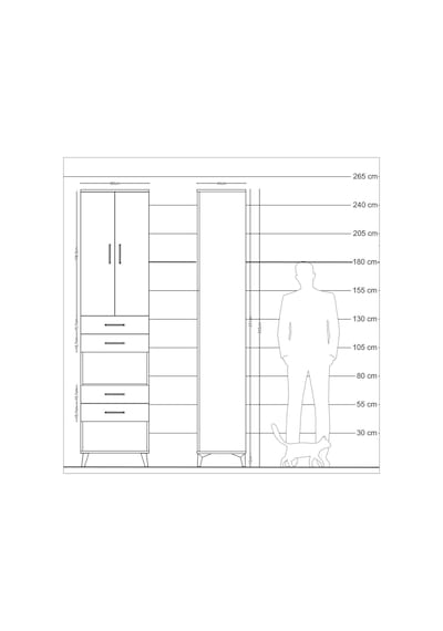 Hyperion Dolap 4 Raflı 4 Çekmeceli 2 Kapaklı 60x44x243 Aytaşı-çam Aytası