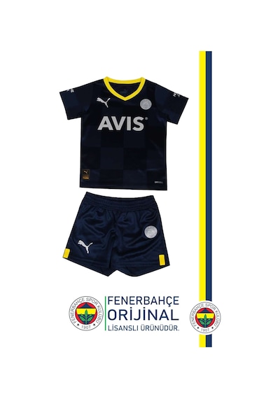 Fenerium Fenerbahçe Lisanslı Mini Lacivert Çocuk Forma Set Kanarya Baskılı Ahşap Kutulu Lacivert