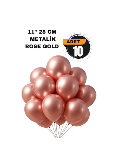 Metalik Balon 11 İnc 28 Cm 10 Adet Parti Doğum Günü Kutlama Süsleri Metalik