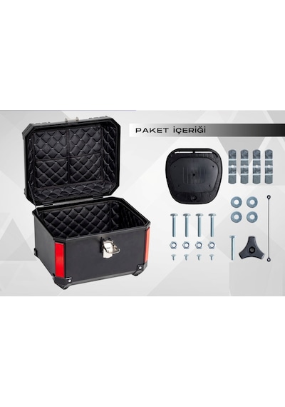 Motorsiklet Çanta Premium 60 Litre Abs Motosiklet Çantası Kırılmaz Karbon Siyah Renk Siyah