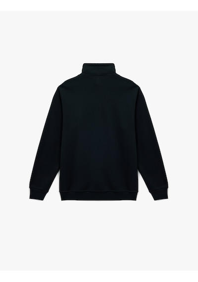 Koton Uzun Kollu Şardonlu Baskılı Yarım Fermuarlı Sweatshirt Lacivert 6wam70114mk Lacivert