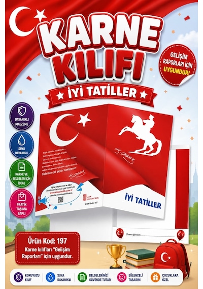 Ata Okul Öncesi Ve İlkokullar İçin Karne Kılıfı Gelişim Dosyasına Uygun Ürün Kodu:197 20 Adet