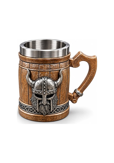 5 Adet Viking Miğferi Kupa Bardak 3d Kabartmalı Figürlü Tasarım, Paslanmaz Çelik Mug Ve Metal Cup, 14 X 9 Cm