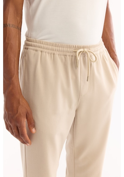 Avva Erkek Bej Beli Lastikli Bağcıklı Duble Paça Jogger Relaxed Fit Pantolon E003000