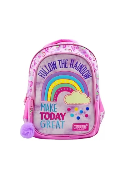 Muggle Okul Çantası Soft Rainbow Pembe Mu-6696 Çok Renkli