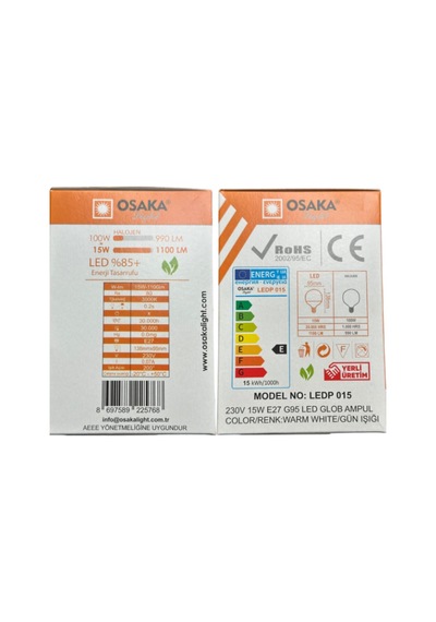 15w 100w 3000k E27 G95 Led Ampul, Gün Işığı, 10 Adet Diğer