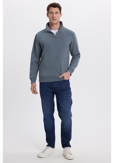 Tudors Unisex Relax Fit Rahat Kesim Pamuklu İçi Polarlı Yarım Fermuarlı Gri Dik Yaka Sweatshirt-35172 Gri Tudors Unisex Relax Fit Rahat Kesim Pamuklu İçi Polarlı Yarım Fermuarlı Gri Dik Yaka Sweatshirt-35172 Gri