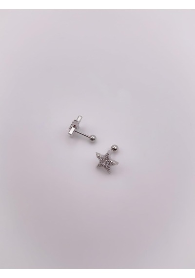 Lexroo Full Zirkon Taşlı Yıldız Kıkırdak Helix Tragus Piercing 1adet Çok Renkli