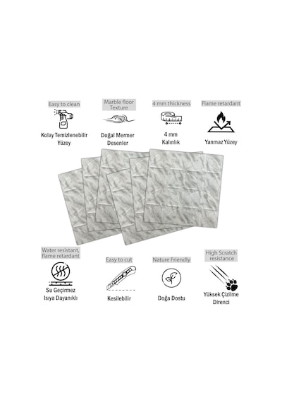 3 Boyutlu Duvar Paneli Kabartmalı Geometrik Yuvarlak Desen Pvc 41x41 Cm/ 6 Adet /1 M² Mermer