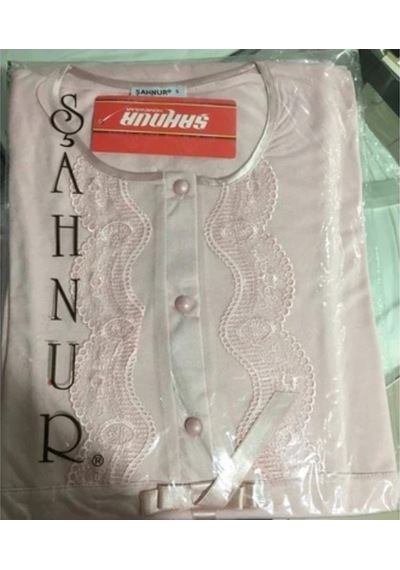 Şahnur 2106 Kısa Kol Kadın Pijama Takımı V3 Krem - Pudra
